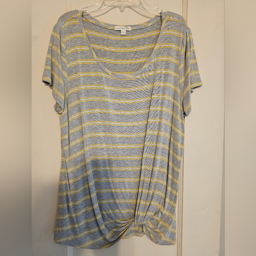 Nine Britton Gray and Yellow Striped Top